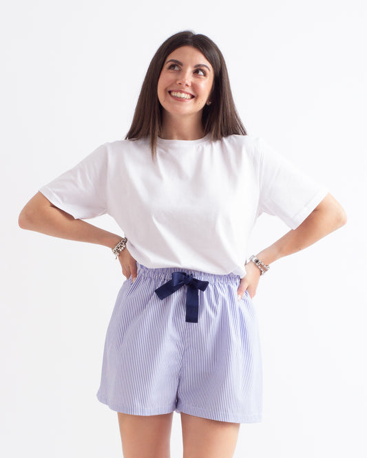 Shorts in cotone a Righe Sottili