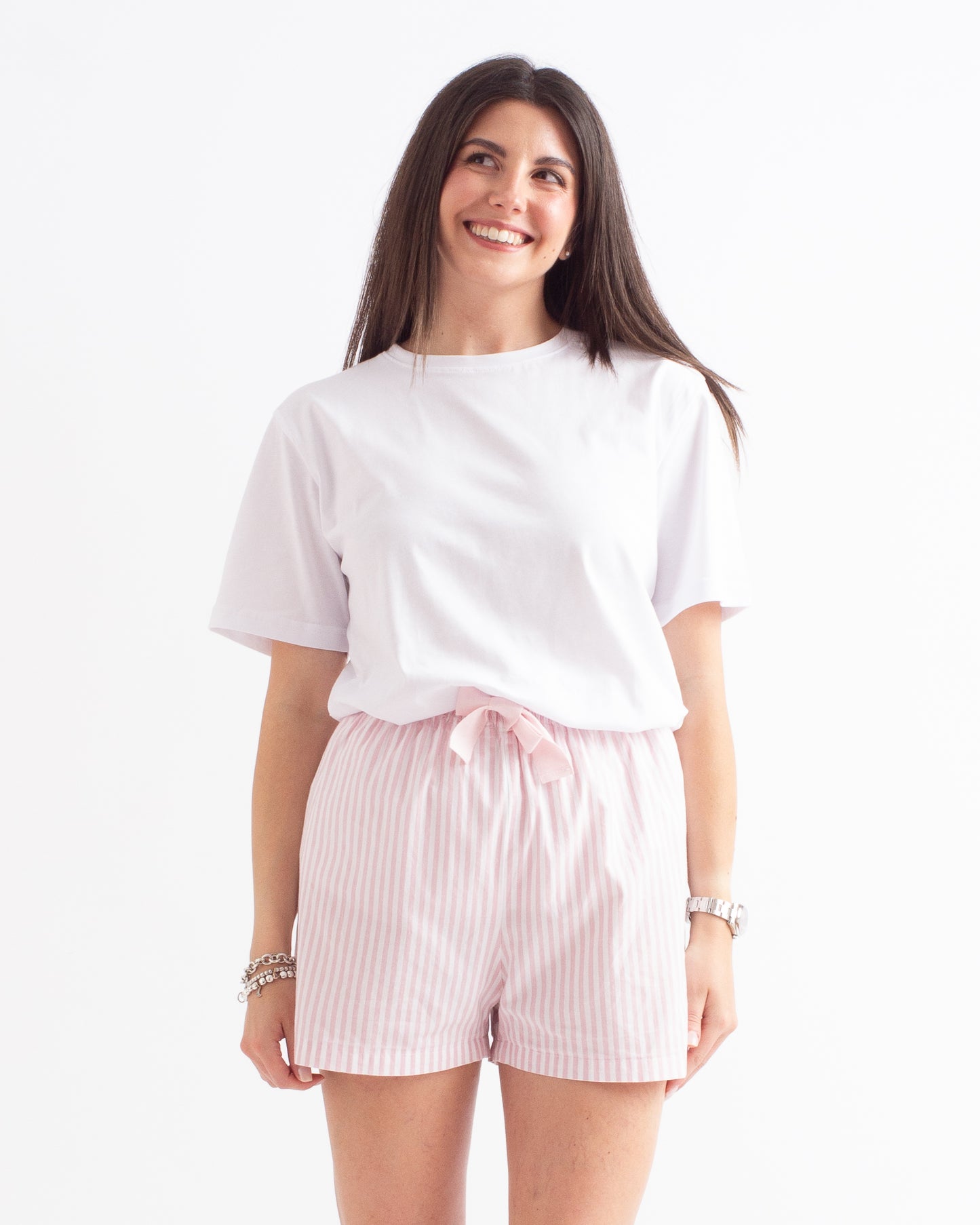 Shorts in cotone a Righe